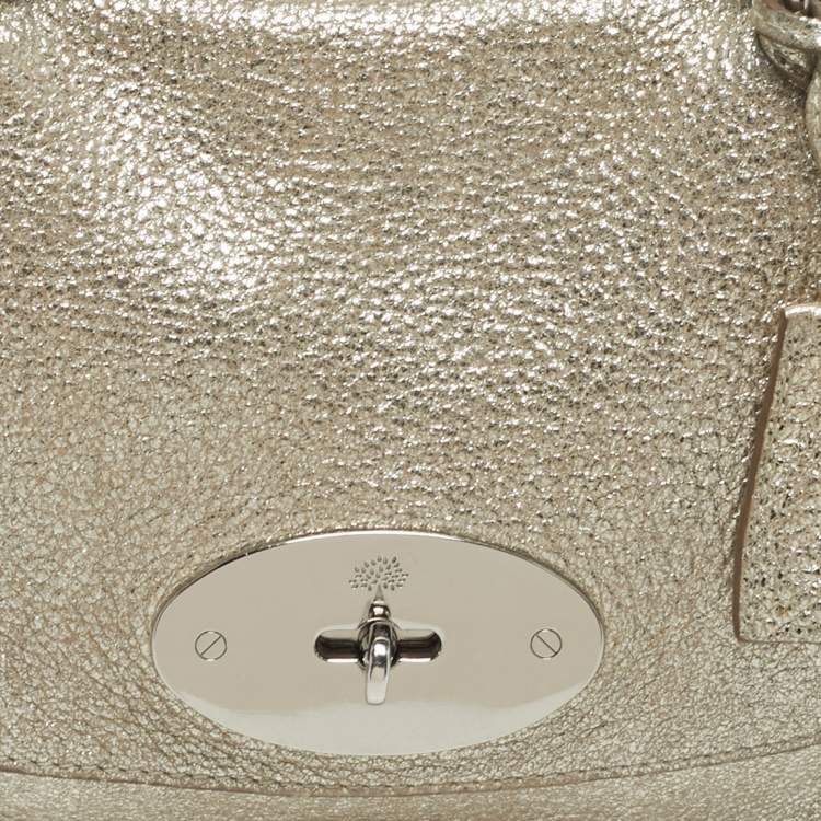 Pre Owned Mulberry Lily Gold Shimmering Leather Crossbody Bag