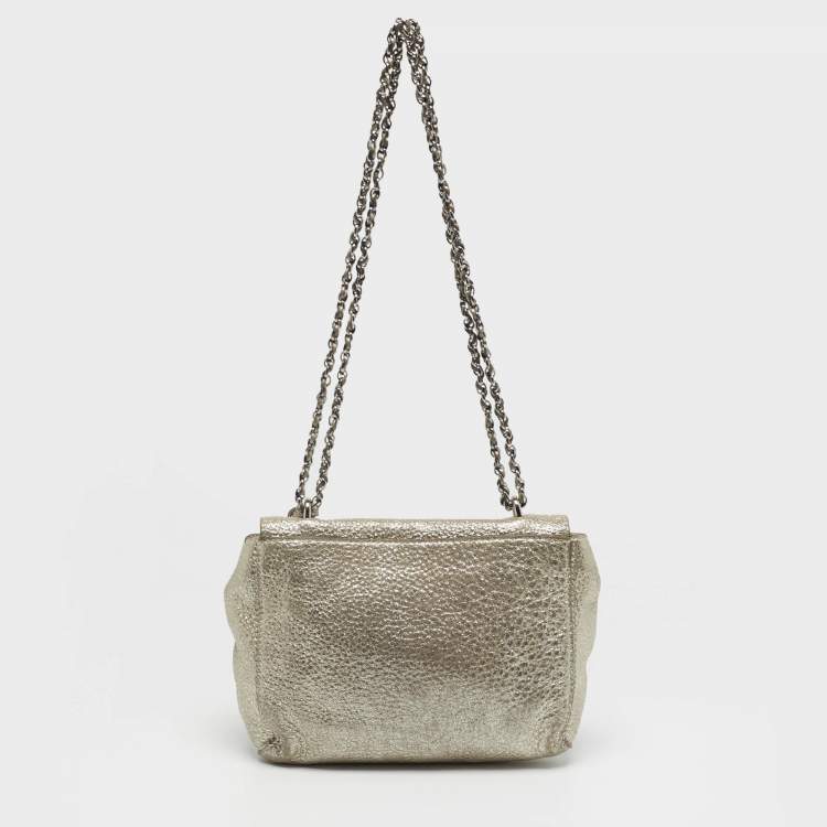 Pre Owned Mulberry Lily Gold Shimmering Leather Crossbody Bag