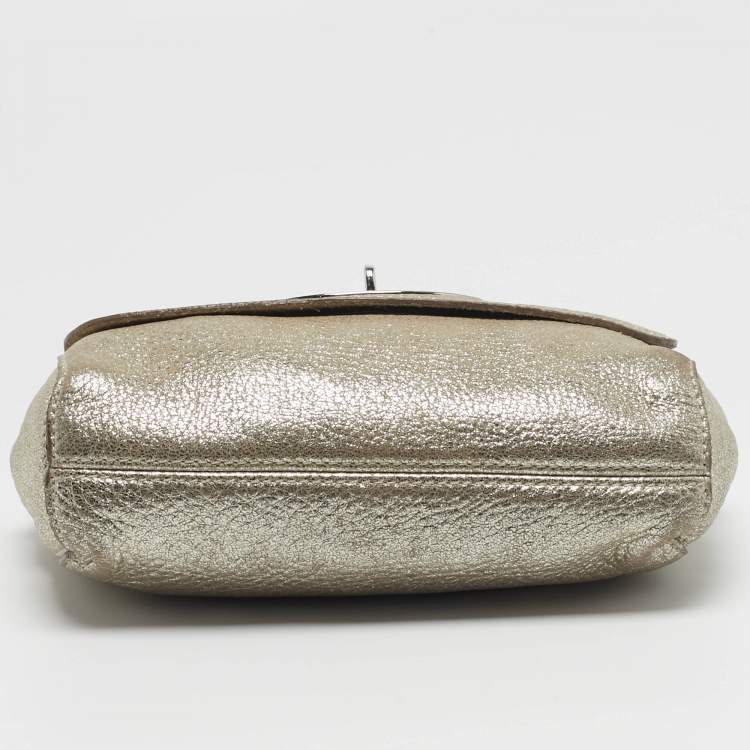 Pre Owned Mulberry Lily Gold Shimmering Leather Crossbody Bag