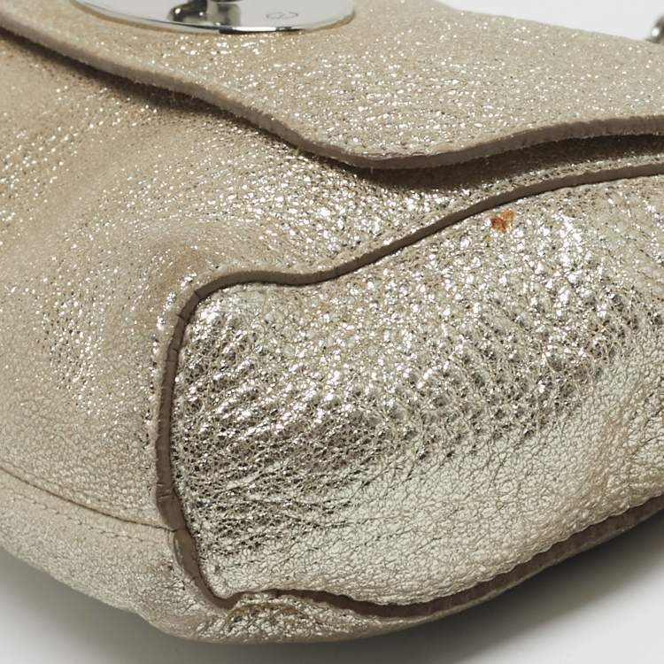 Pre Owned Mulberry Lily Gold Shimmering Leather Crossbody Bag