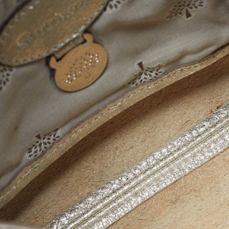 Pre Owned Mulberry Lily Gold Shimmering Leather Crossbody Bag