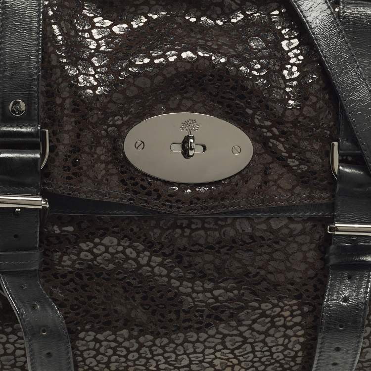 Pre Owned Mulberry Alexa Oversized Brown/Black Textured Suede and Leather Bag