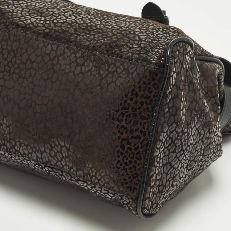 Pre Owned Mulberry Alexa Oversized Brown/Black Textured Suede and Leather Bag