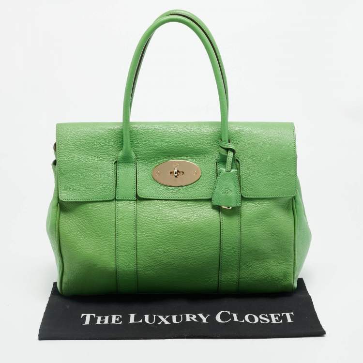 Pre Owned Mulberry Bayswater Light Green Leather Satchel