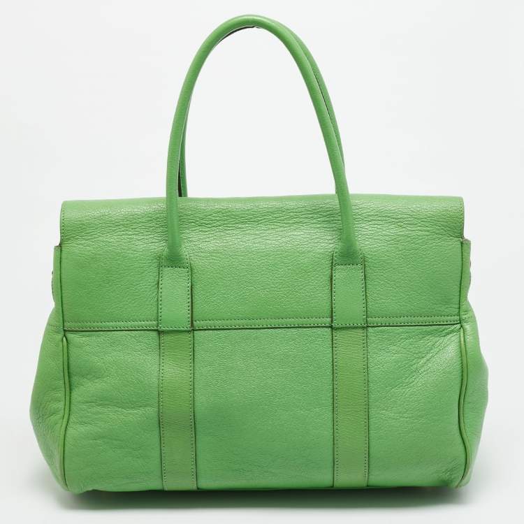 Pre Owned Mulberry Bayswater Light Green Leather Satchel