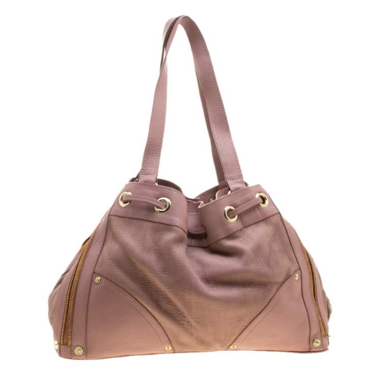 Pre Owned Mulberry Pink Leather Drawstring Tote