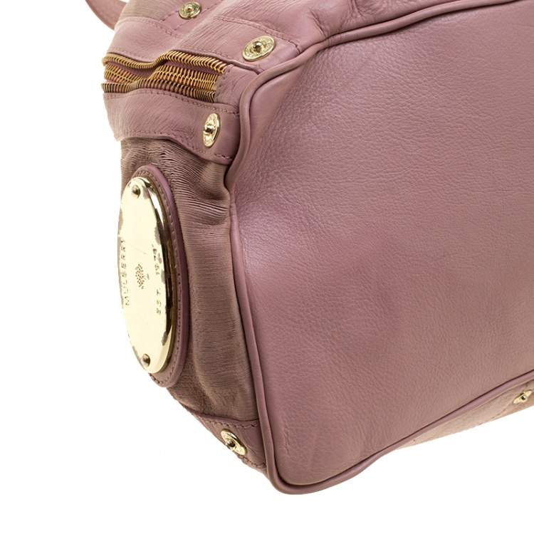 Pre Owned Mulberry Pink Leather Drawstring Tote