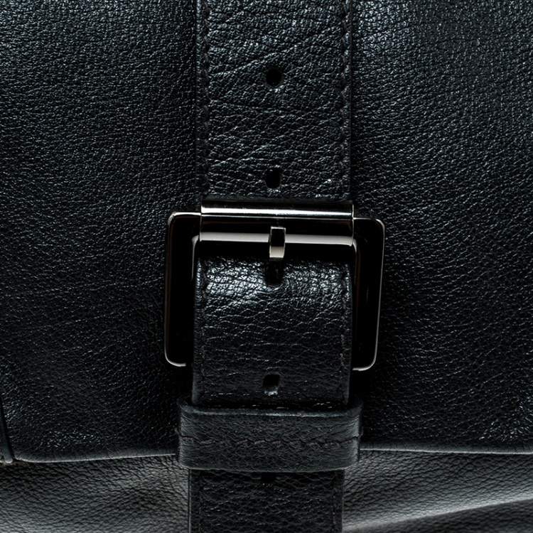 Pre Owned Mulberry Black Leather Push Lock Clutch