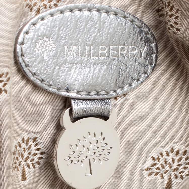 Pre Owned Mulberry Sparkle Grey Woven Fabric Alexa Top Handle Shoulder Bag