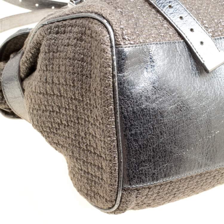 Pre Owned Mulberry Sparkle Grey Woven Fabric Alexa Top Handle Shoulder Bag