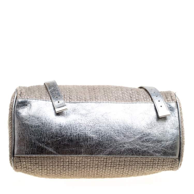 Pre Owned Mulberry Sparkle Grey Woven Fabric Alexa Top Handle Shoulder Bag