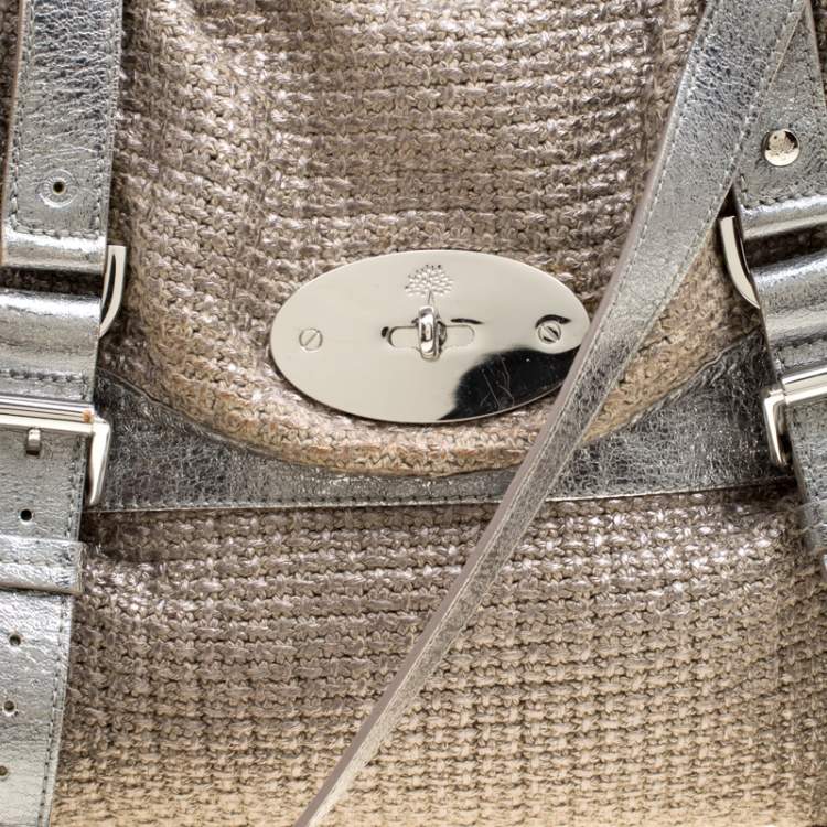 Pre Owned Mulberry Sparkle Grey Woven Fabric Alexa Top Handle Shoulder Bag