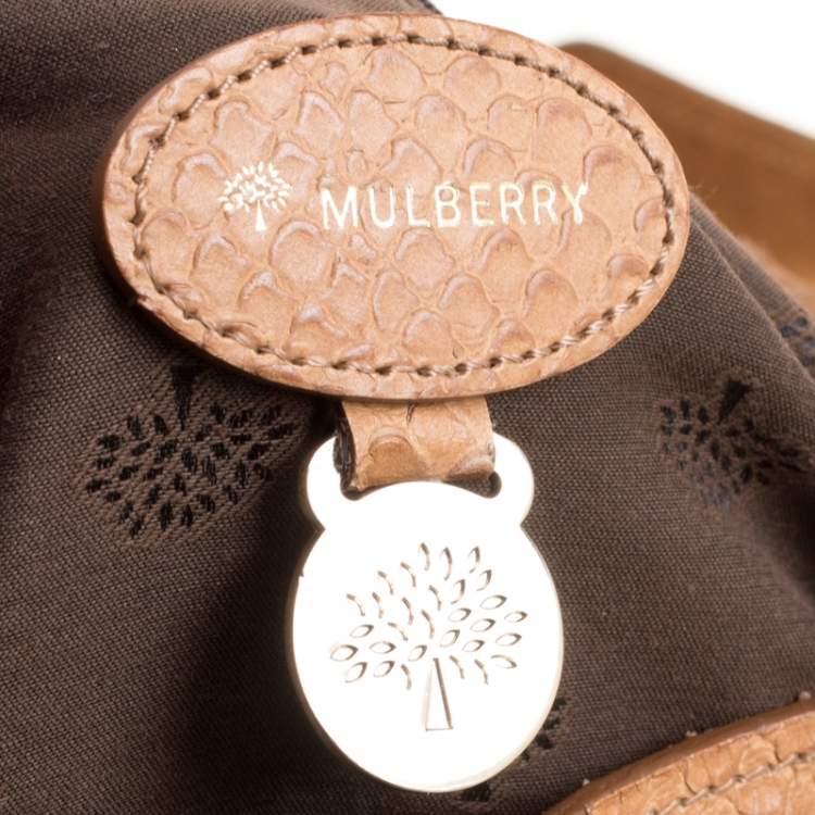 Pre Owned Mulberry Brown Python Embossed Leather Oversized Alexa Satchel