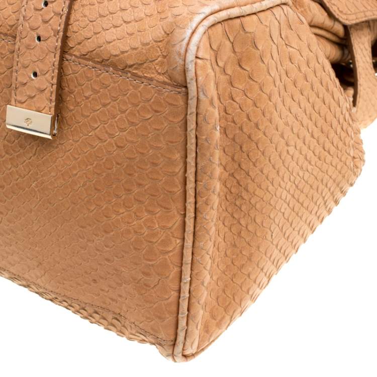 Pre Owned Mulberry Brown Python Embossed Leather Oversized Alexa Satchel