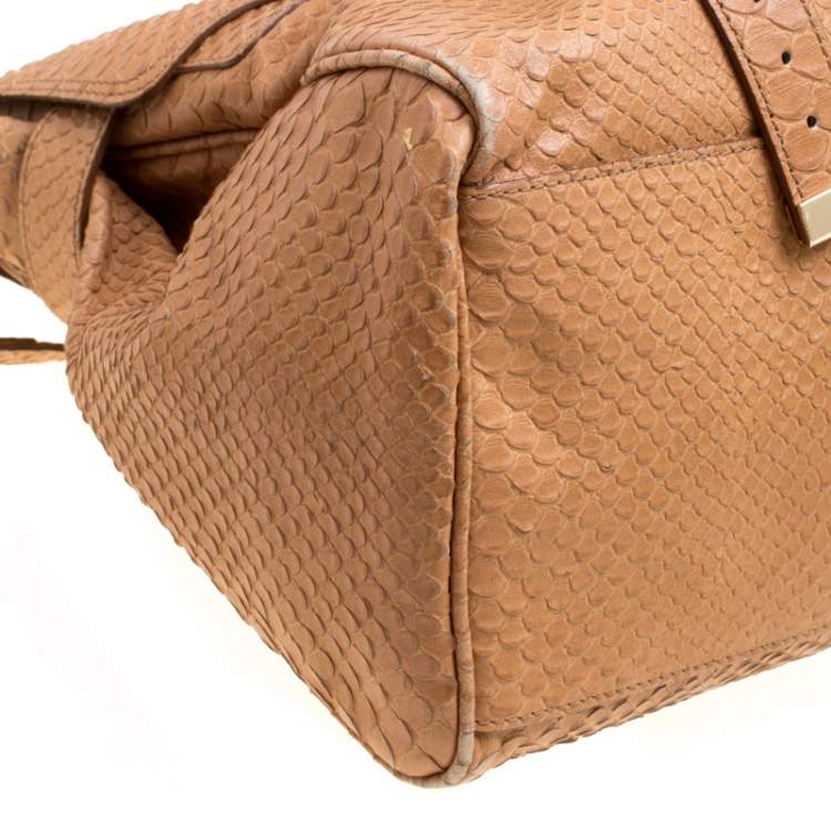 Pre Owned Mulberry Brown Python Embossed Leather Oversized Alexa Satchel