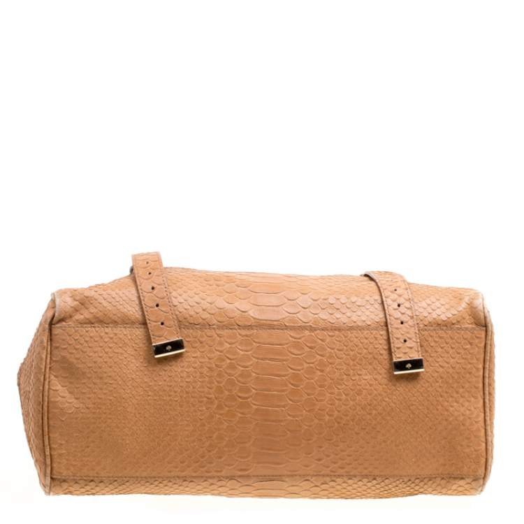 Pre Owned Mulberry Brown Python Embossed Leather Oversized Alexa Satchel