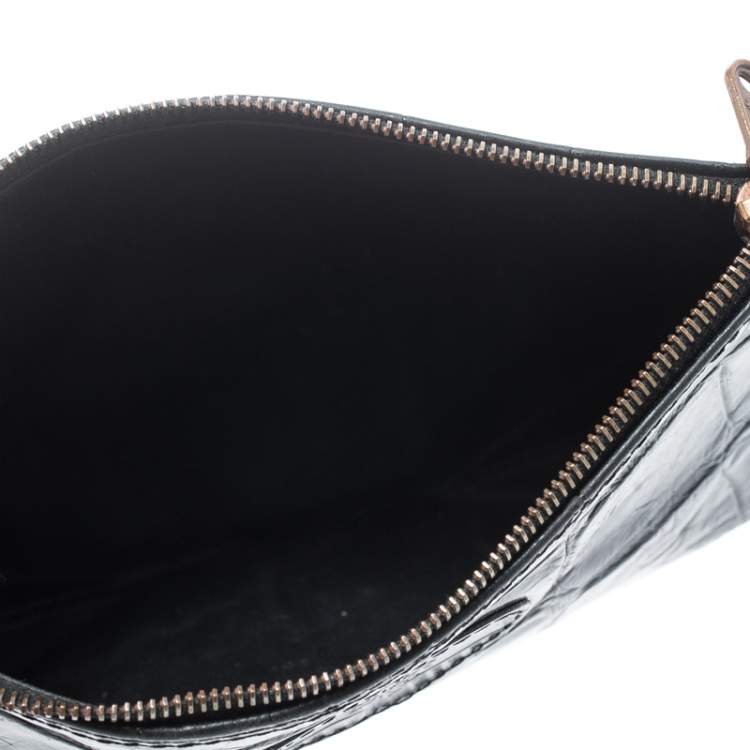 Pre Owned Mulberry Black Croc Embossed Pouch
