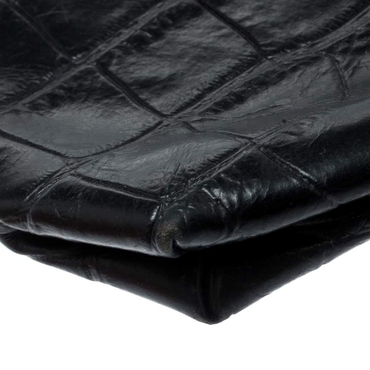 Pre Owned Mulberry Black Croc Embossed Pouch