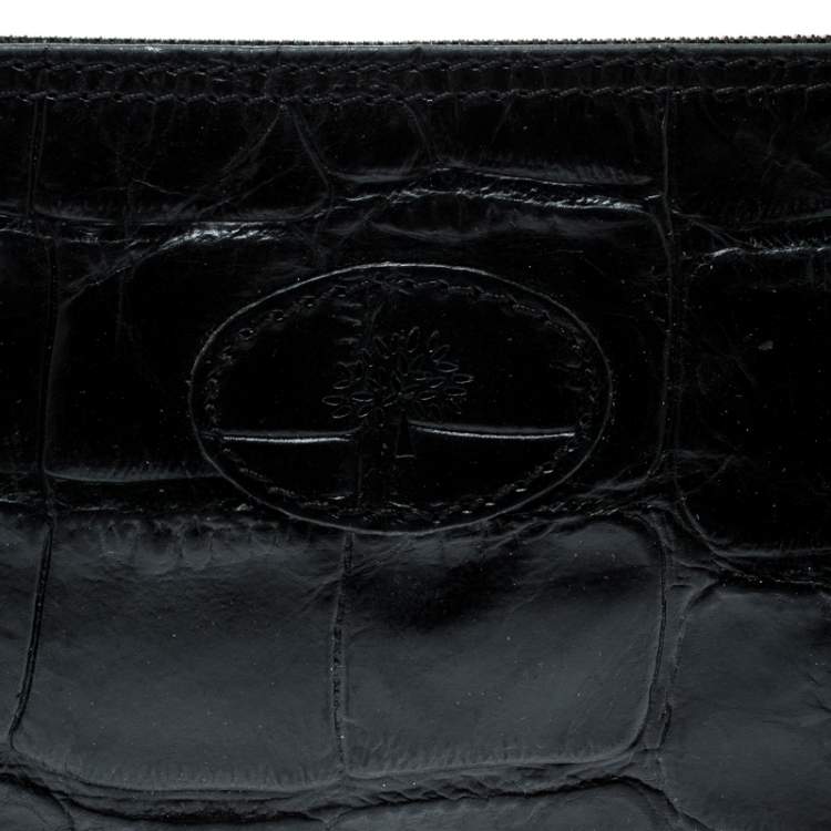 Pre Owned Mulberry Black Croc Embossed Pouch