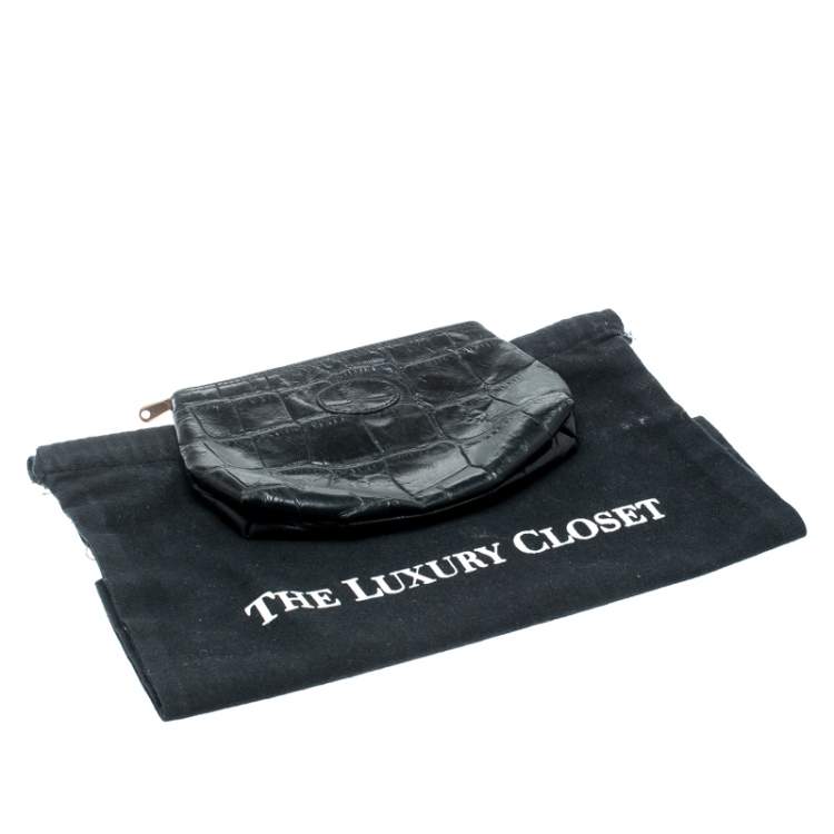 Pre Owned Mulberry Black Croc Embossed Pouch