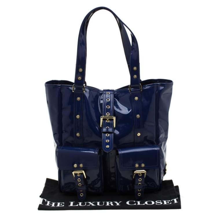 Pre Owned Mulberry Royal Blue Patent Leather Roxanne Tote