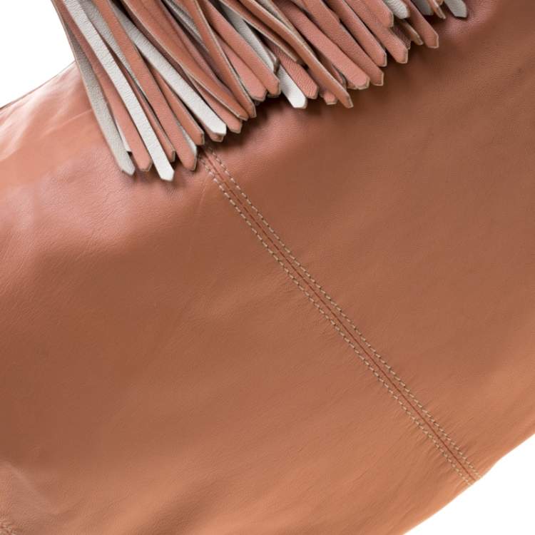 Pre Owned Mulberry Peach Leather Tassel Hobo
