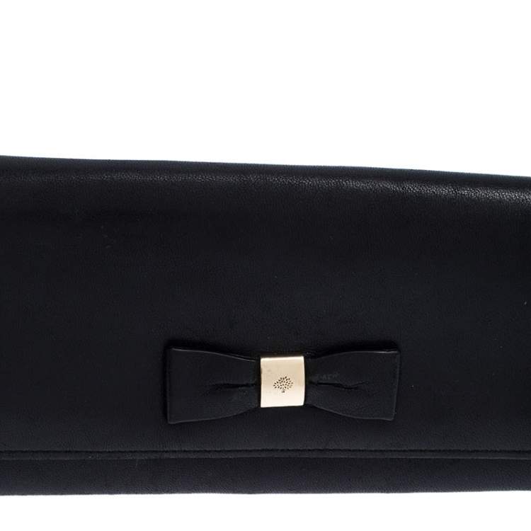 Pre Owned Mulberry Black Leather Bow Continental Wallet