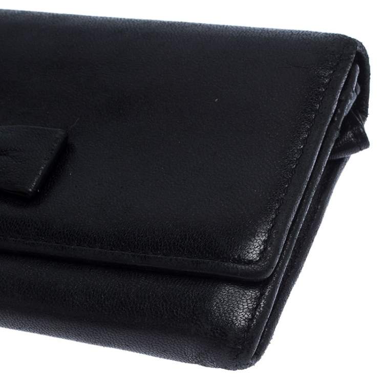 Pre Owned Mulberry Black Leather Bow Continental Wallet