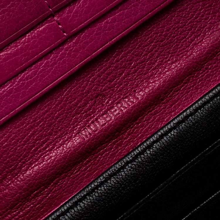 Pre Owned Mulberry Black Leather Bow Continental Wallet