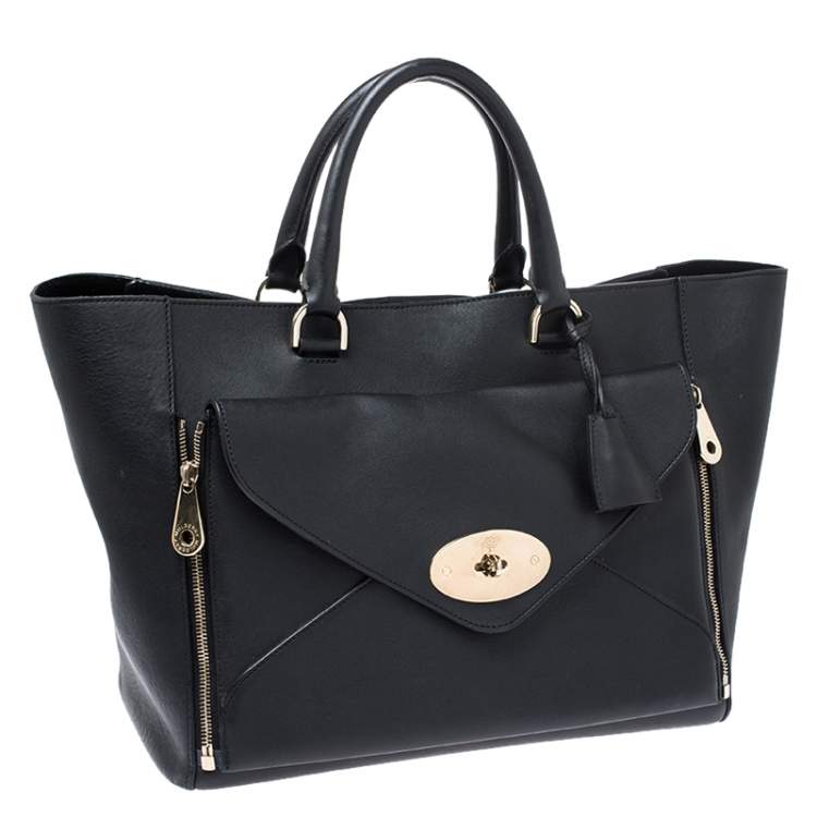 Pre Owned Mulberry Black Leather Large Willow Tote