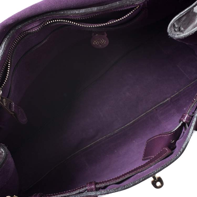 Pre Owned Mulberry Purple Patent Leather Bayswater Satchel