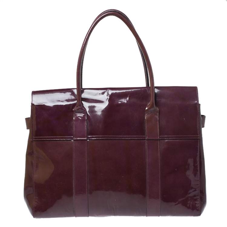 Pre Owned Mulberry Purple Patent Leather Bayswater Satchel