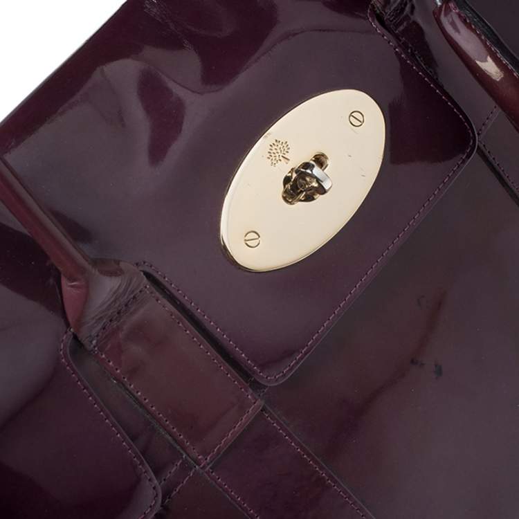 Pre Owned Mulberry Purple Patent Leather Bayswater Satchel