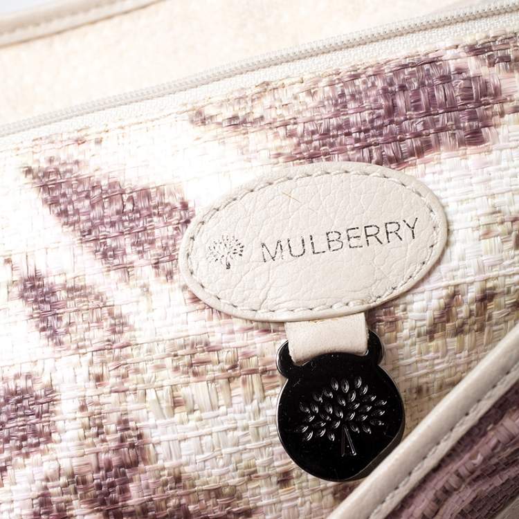 Pre Owned Mulberry Multicolor Tiger Print Straw Alexa Satchel 