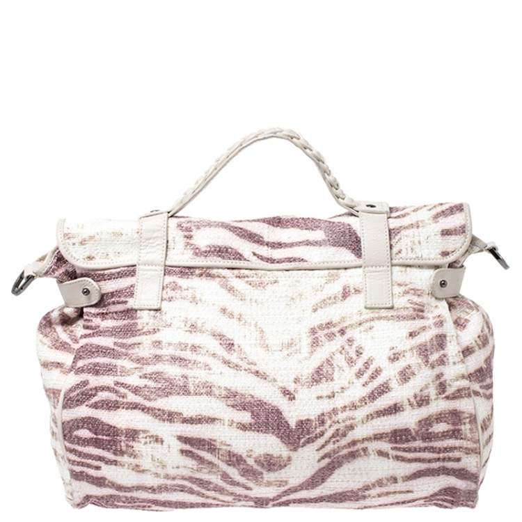 Pre Owned Mulberry Multicolor Tiger Print Straw Alexa Satchel 