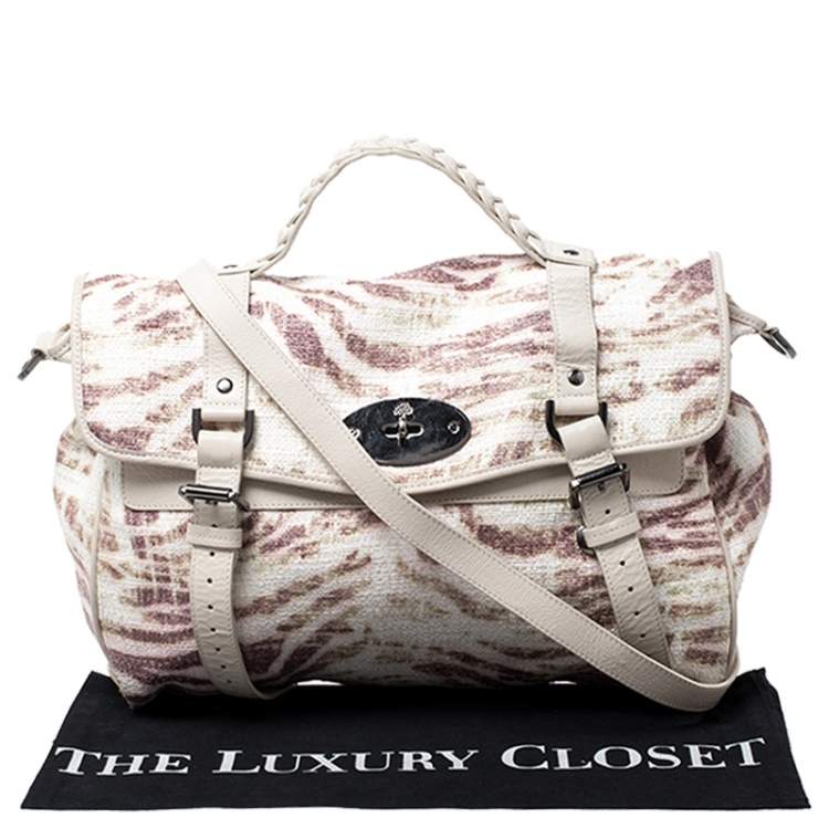 Pre Owned Mulberry Multicolor Tiger Print Straw Alexa Satchel 