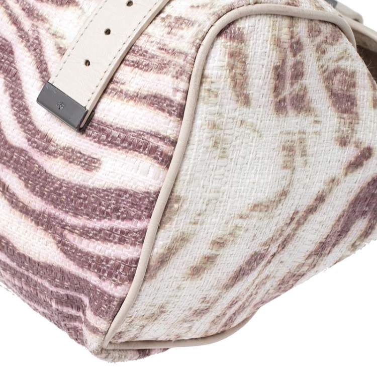 Pre Owned Mulberry Multicolor Tiger Print Straw Alexa Satchel 
