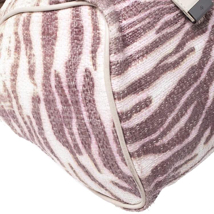 Pre Owned Mulberry Multicolor Tiger Print Straw Alexa Satchel 