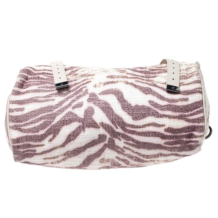 Pre Owned Mulberry Multicolor Tiger Print Straw Alexa Satchel 