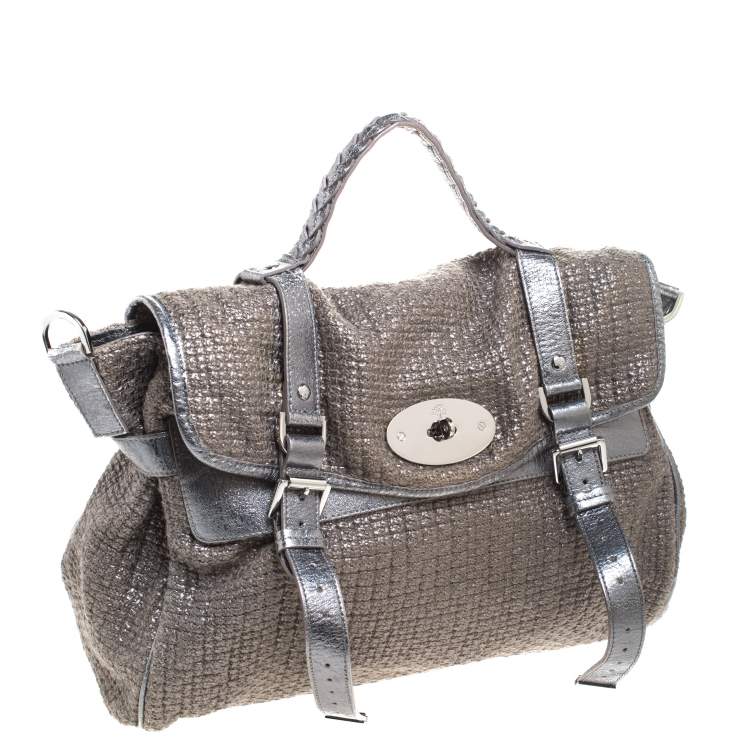 Pre Owned Mulberry Metallic Woven Fabric and Leather Alexa Top Handle Bag