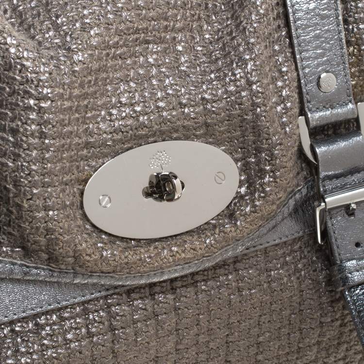 Pre Owned Mulberry Metallic Woven Fabric and Leather Alexa Top Handle Bag