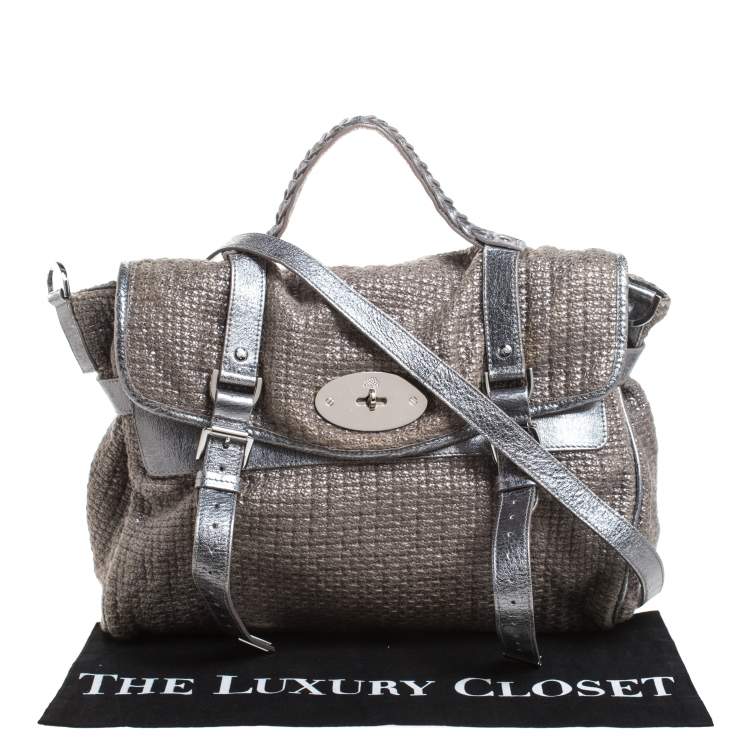 Pre Owned Mulberry Metallic Woven Fabric and Leather Alexa Top Handle Bag