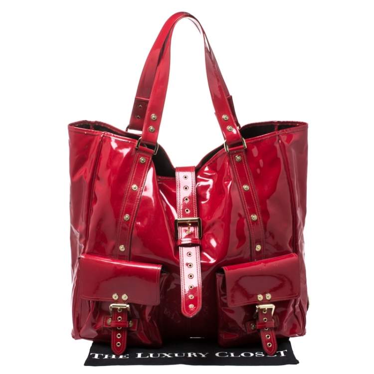 Pre Owned Mulberry Red Patent Leather Roxanne Tote