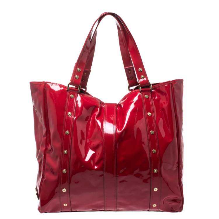 Pre Owned Mulberry Red Patent Leather Roxanne Tote