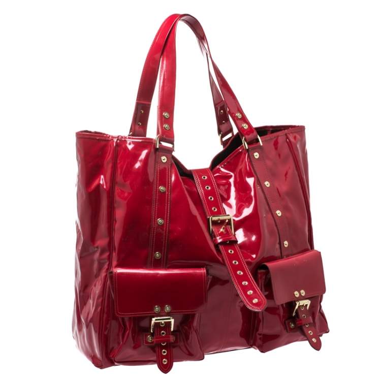 Pre Owned Mulberry Red Patent Leather Roxanne Tote
