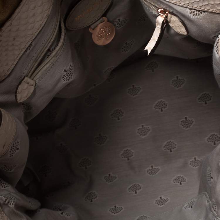 Pre Owned Mulberry Cream Python Embossed Leather Oversized Alexa Satchel