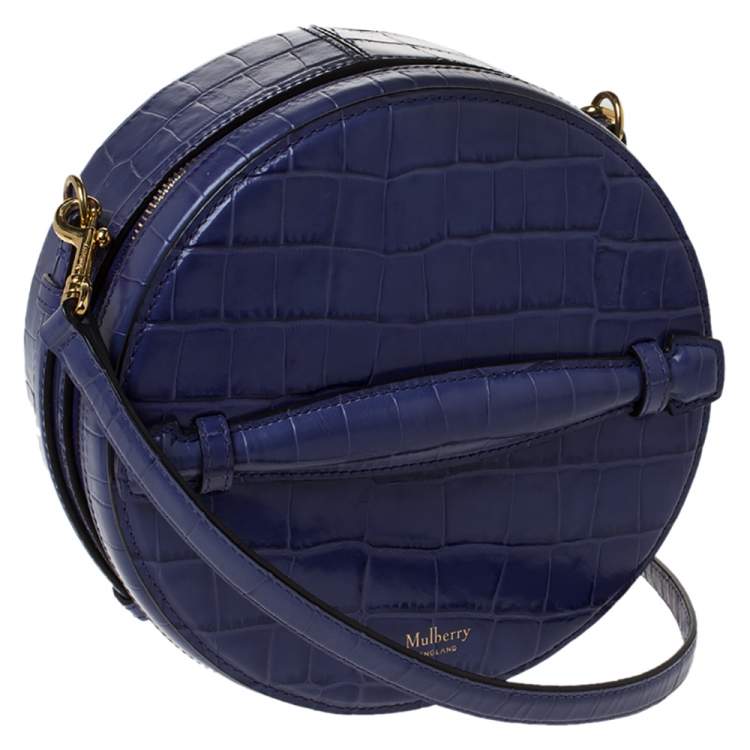 Pre Owned Mulberry Purple Croc Embossed Leather Trunk Bag	