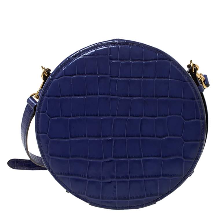 Pre Owned Mulberry Purple Croc Embossed Leather Trunk Bag	