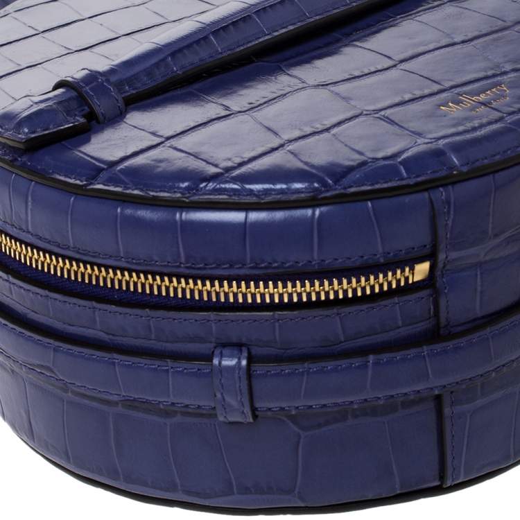 Pre Owned Mulberry Purple Croc Embossed Leather Trunk Bag	