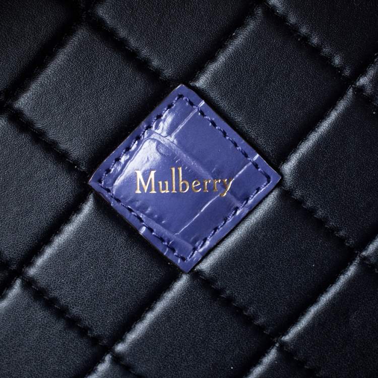 Pre Owned Mulberry Purple Croc Embossed Leather Trunk Bag	